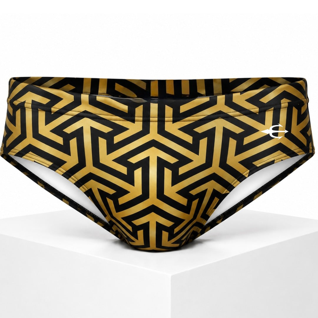 Brief Black & Gold para hombre, vista frontal de producto | Equal Swimwear