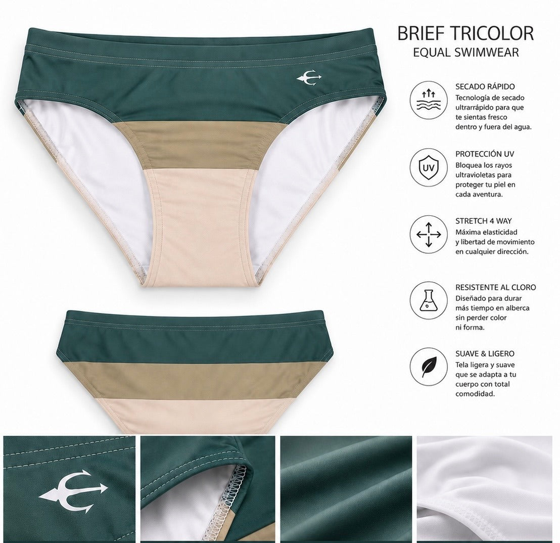 Brief Tricolor Verde Equal Swimwear Equal Swimwear