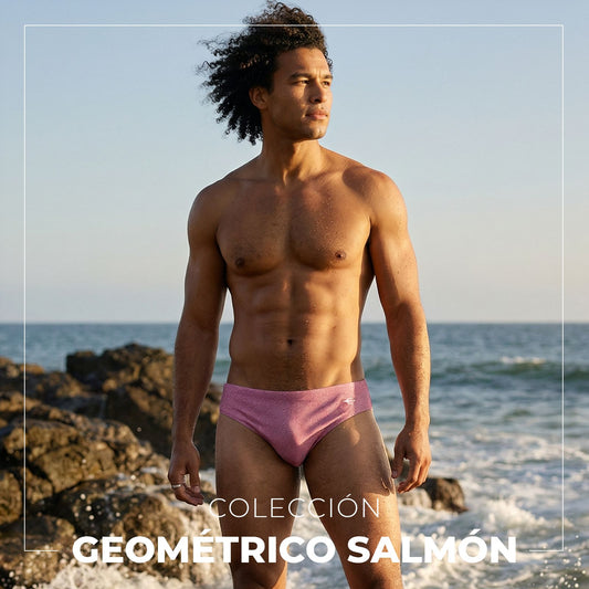 Equal Swimwear Brief Geometría Salmón