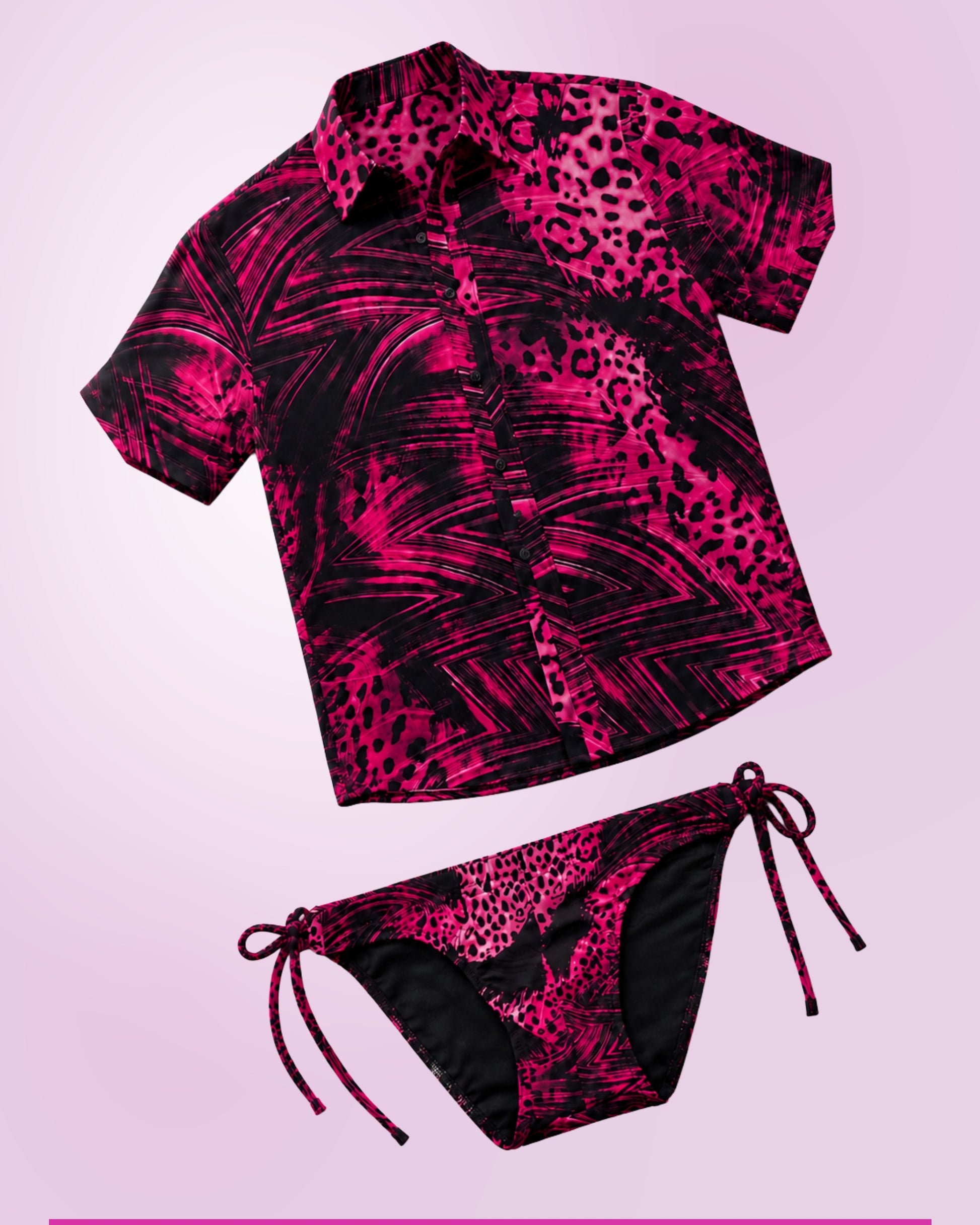 CAMISA + BIKINI ESSENCE  FUCYA CYBER EQUAL SWIMWEAR