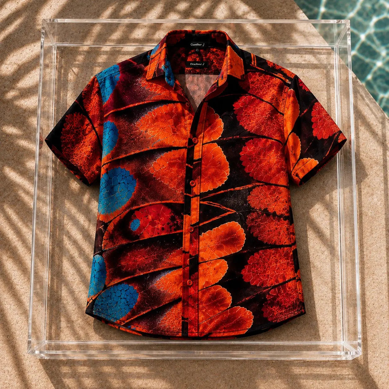 Camisa Essence vista de producto – Equal Swimwear, camisa estampada para hombre, tela ligera