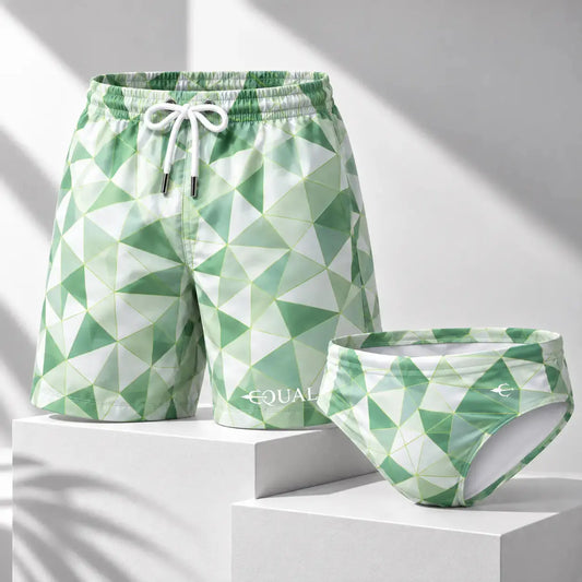 Brief + Short Prisma Verde Claro – EQUAL Swimwear, set de traje de baño para hombre