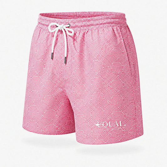 Short Geométrico Salmón vista frontal – Equal Swimwear, traje de baño de secado rápido