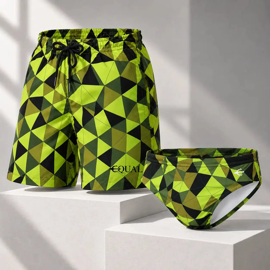 Brief + Short Prisma Verde – EQUAL Swimwear, set de traje de baño para hombre