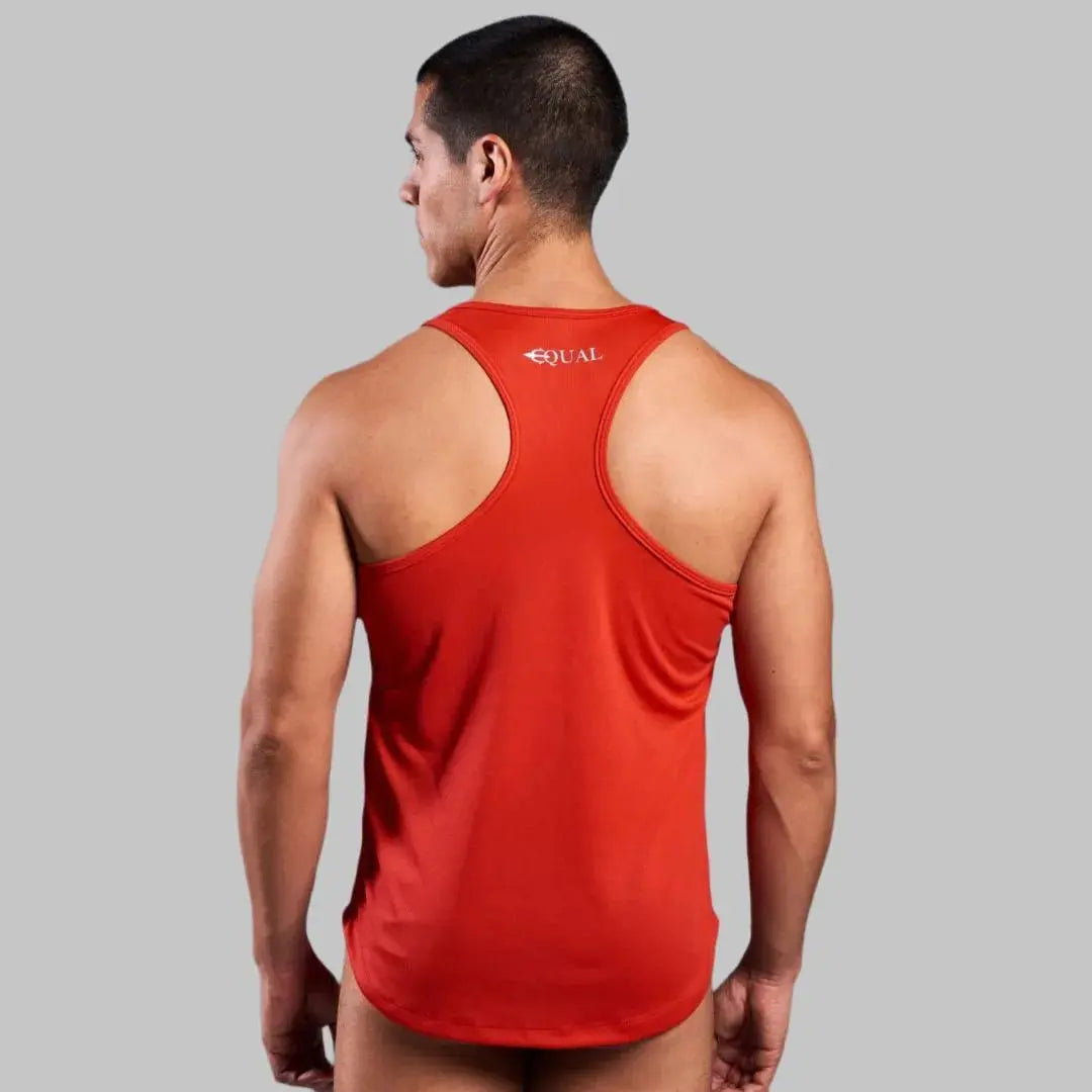 Tank Top Rojo detalle del estampado – Equal Swimwear, top de verano para hombre, corte cómodo